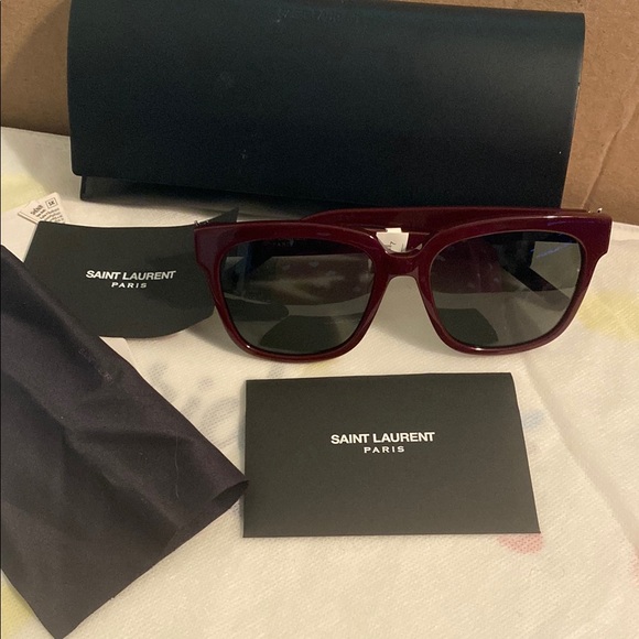 Saint Laurent Men's Burgundy Sunglasses - Picture 1 of 4